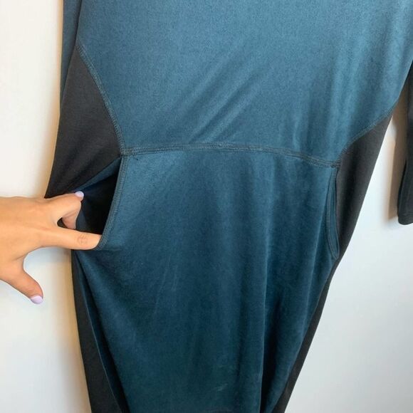 Fifth & Park mini Dress Bodycon Solid Green 3/4 Quarter Sleeve Round Neck size L - Picture 3 of 8